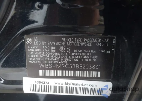 2011 BMW M3 z USA, uszkodzony, nr VIN WBSPM9C58BE203831